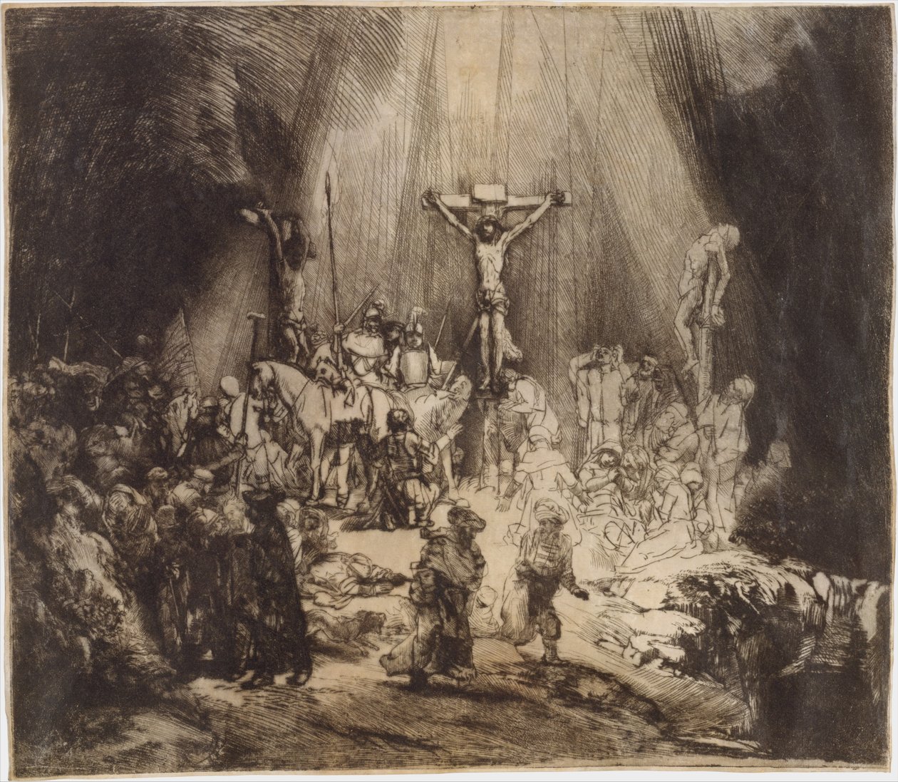 Kristus korsfäst mellan de två tjuvarna: De tre korsen, 1653., 1653. av Rembrandt van Rijn