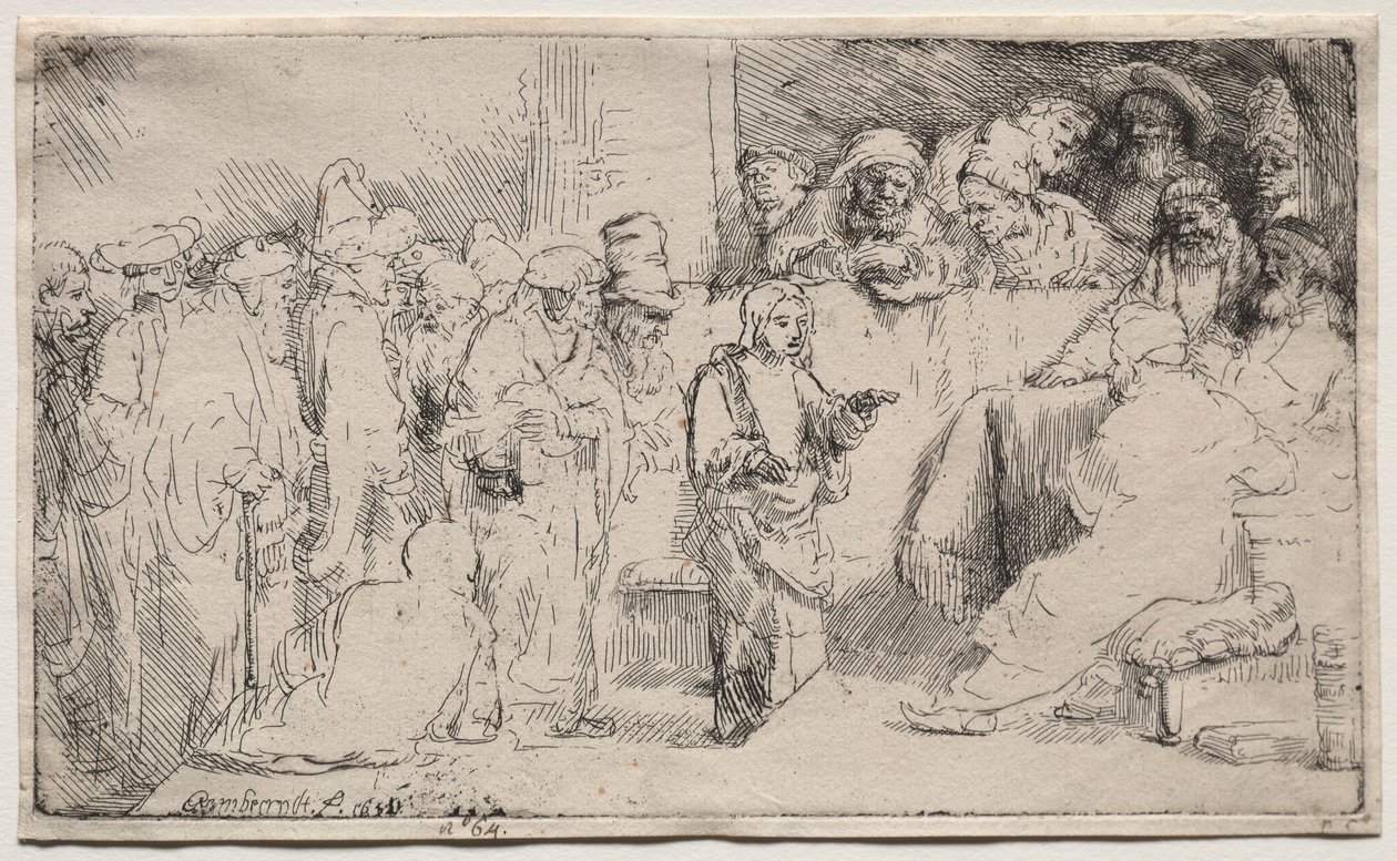 Christ Disputing with the Doctors: A Sketch, 1652. av Rembrandt van Rijn