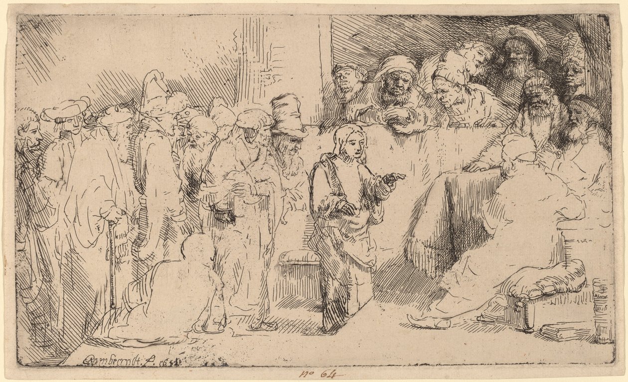 Kristus disputerar med läkarna: en skiss av Rembrandt van Rijn