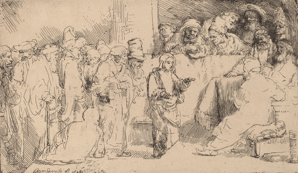 Kristus disputerar med läkarna: en skiss, 1652. av Rembrandt van Rijn