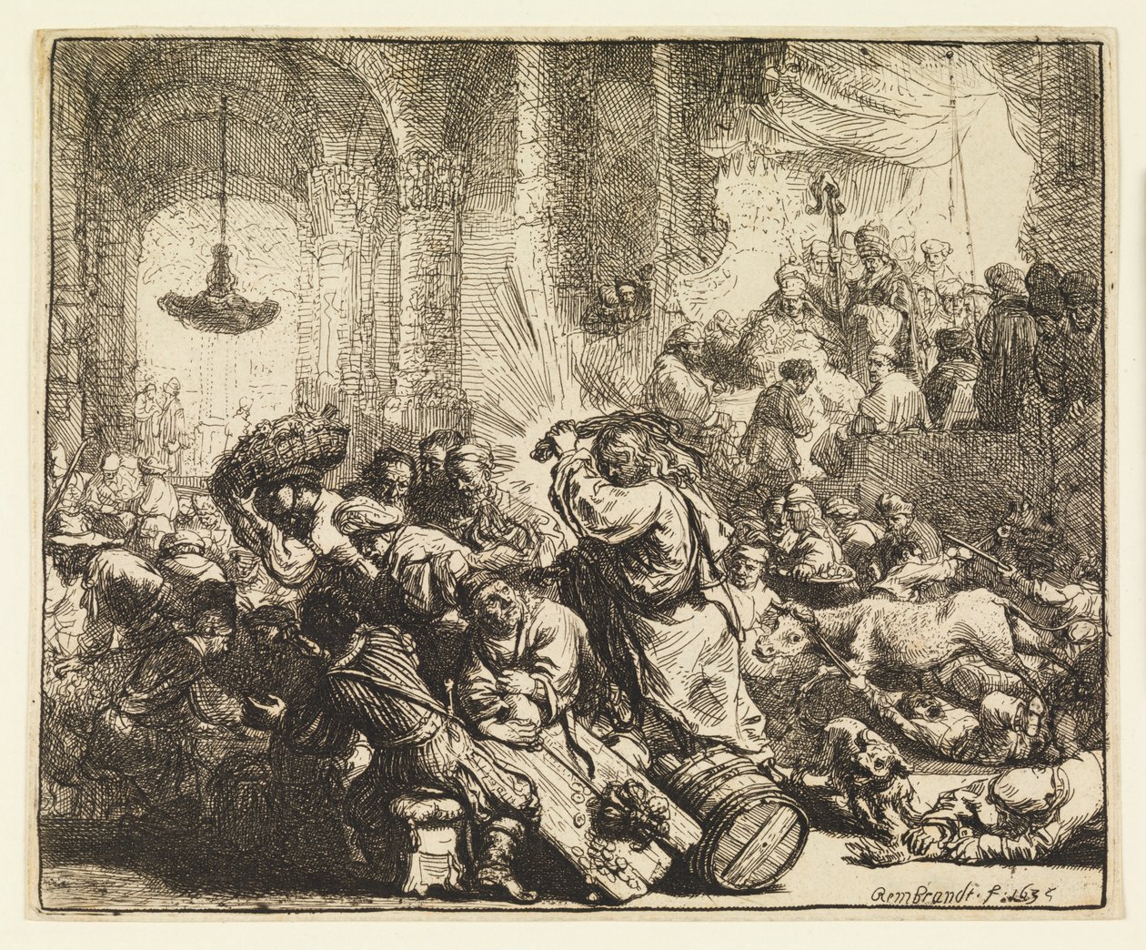 Kristus driver växlarna från templet av Rembrandt van Rijn