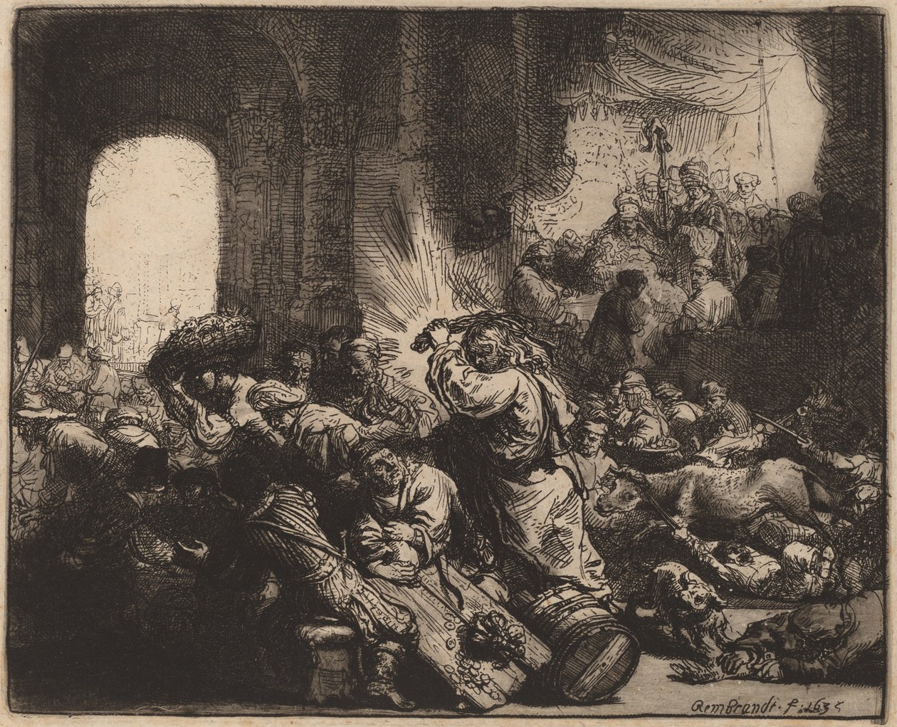 Kristus driver växlarna från templet av Rembrandt van Rijn