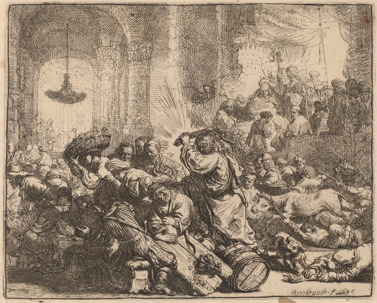 Kristus driver växlarna från templet av Rembrandt van Rijn