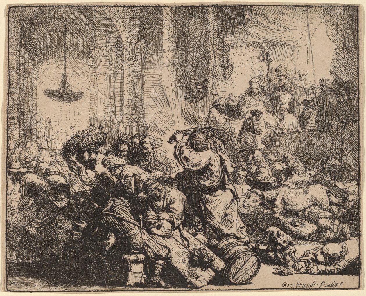 Kristus driver växlarna från templet av Rembrandt van Rijn