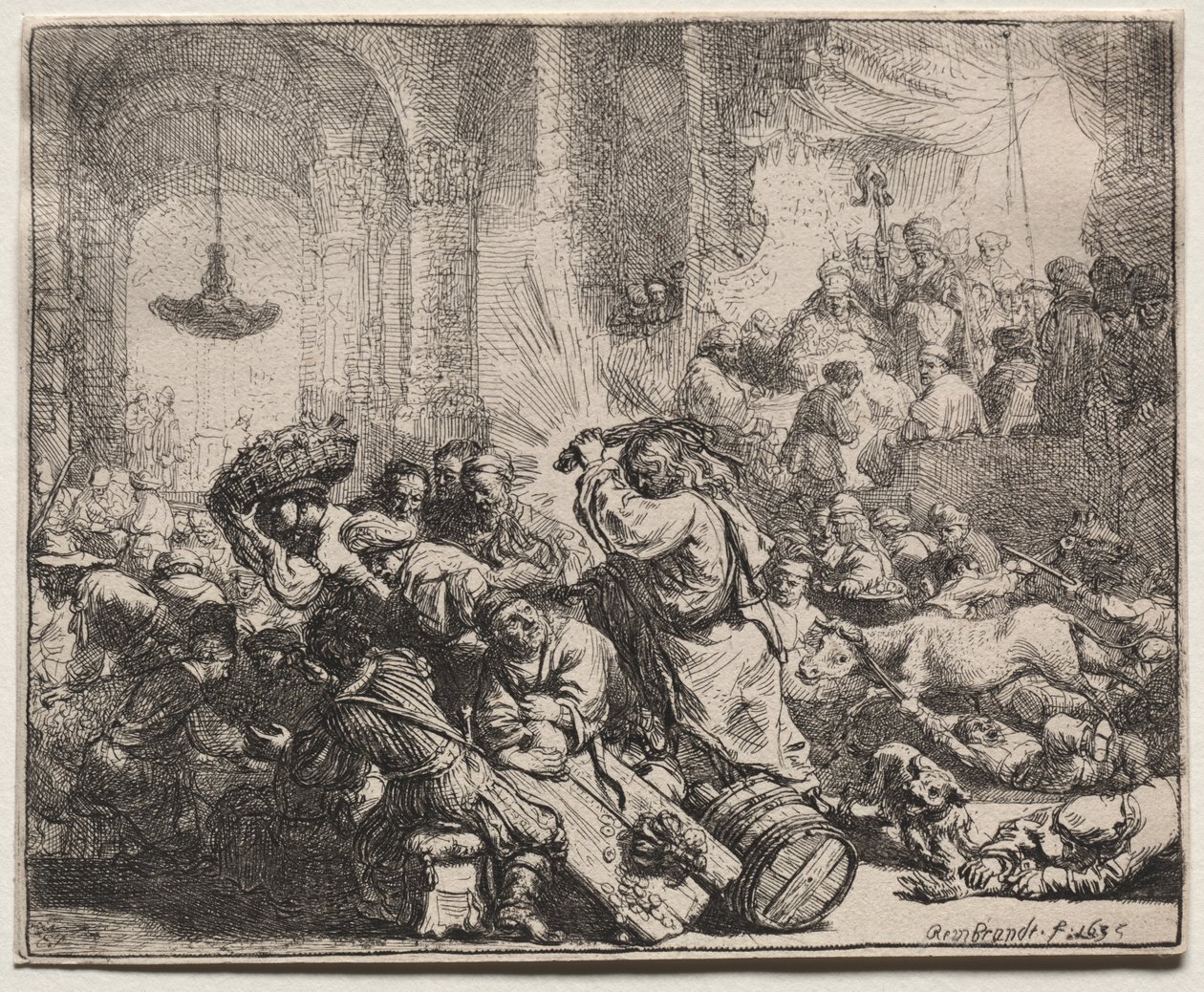 Kristus driver växlarna från templet av Rembrandt van Rijn