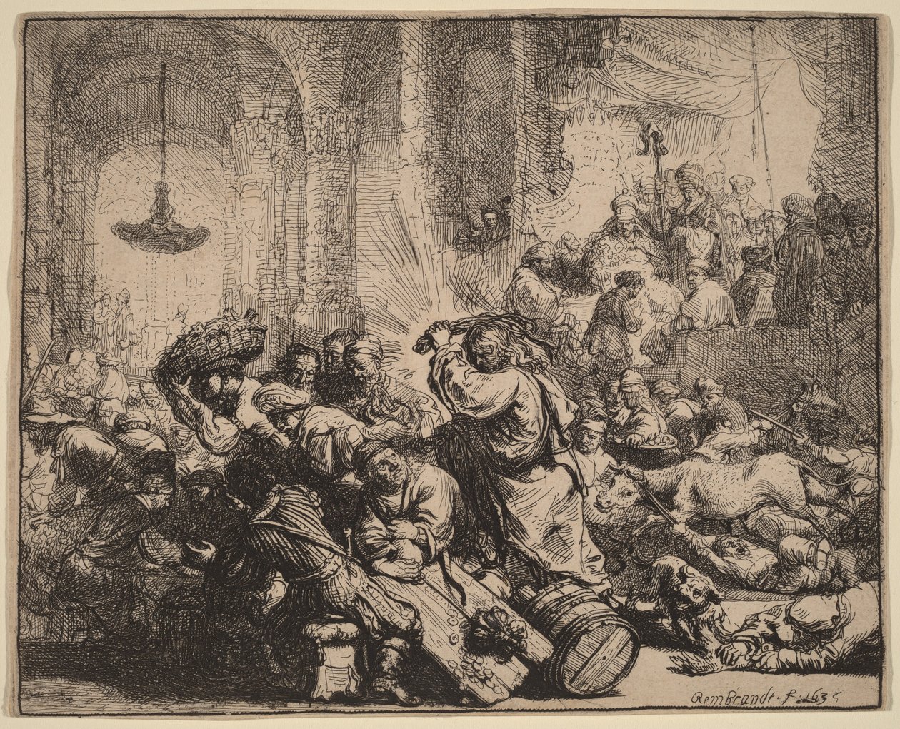 Kristus driver ut penningväxlarna ur templet av Rembrandt van Rijn