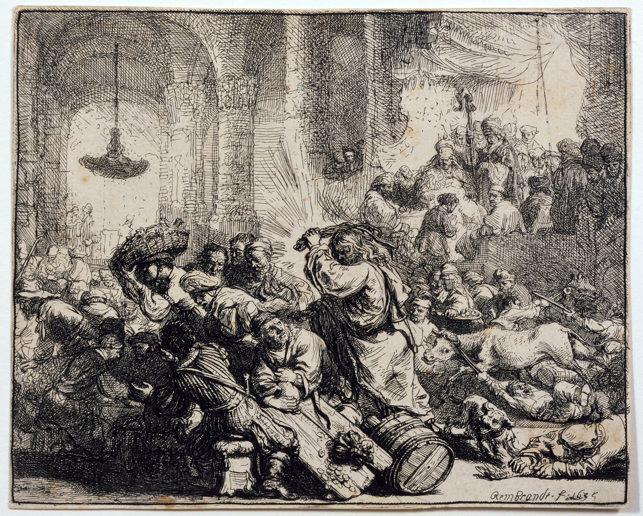 Kristus driver växlarna från templet av Rembrandt van Rijn