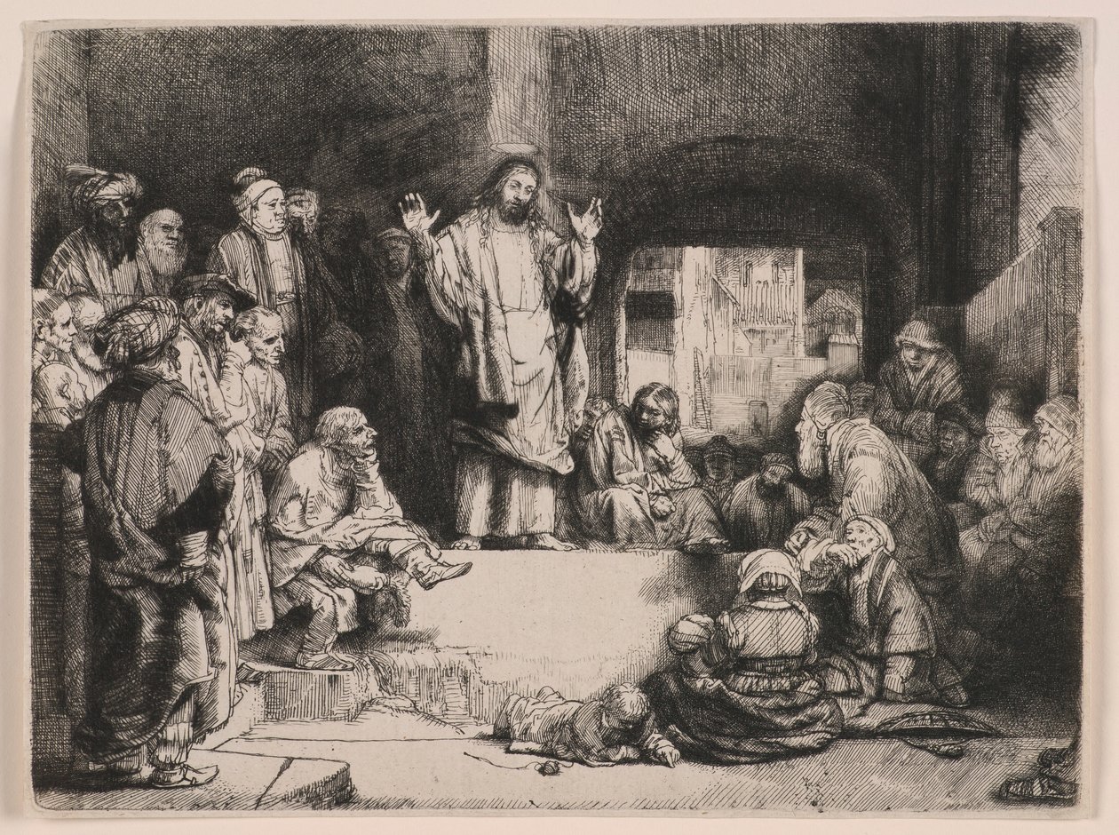 Kristus predikar (Den lilla graven) av Rembrandt van Rijn