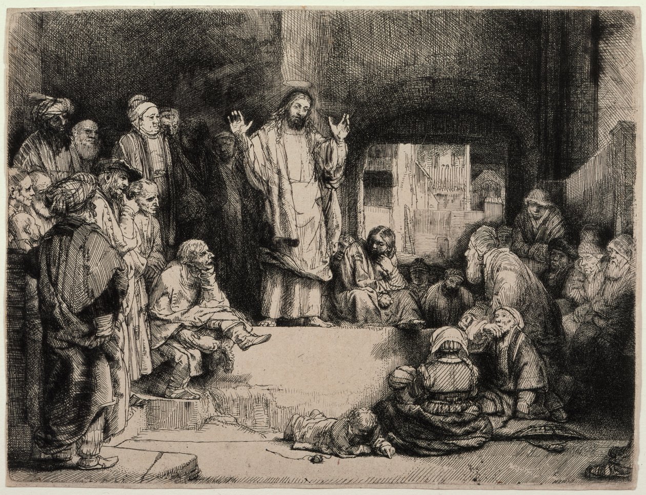 Kristus predikar (Den lilla graven) av Rembrandt van Rijn