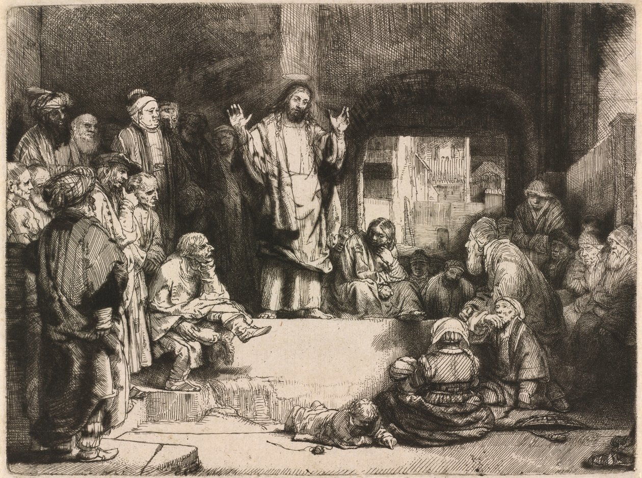 Kristus predikar (Den lilla graven) av Rembrandt van Rijn