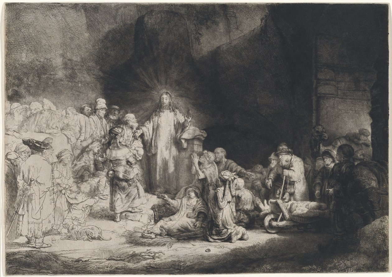 Christ Preaching (The Hundred Guilder Print) av Rembrandt van Rijn