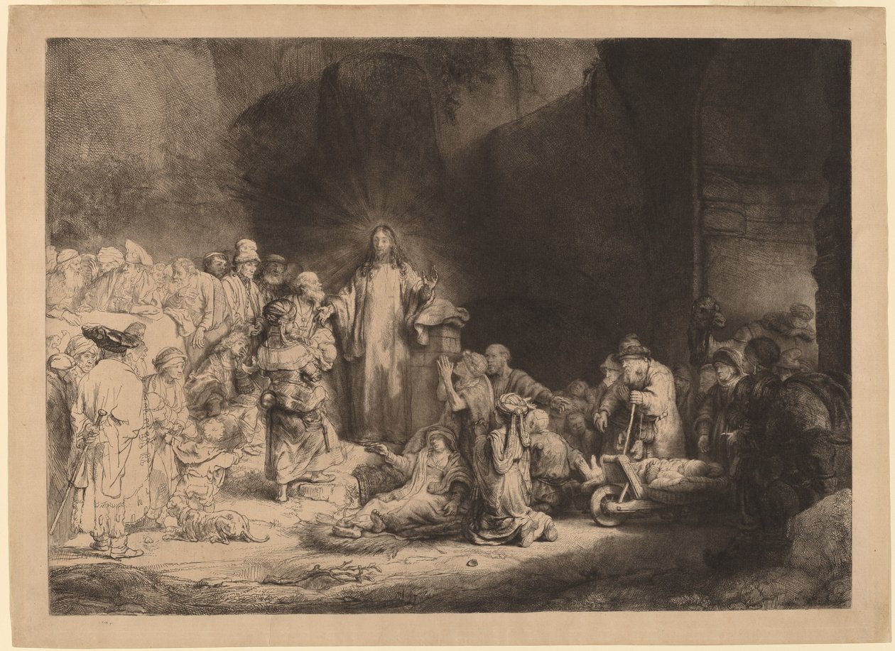 Christ Preaching (The Hundred Guilder Print) av Rembrandt van Rijn