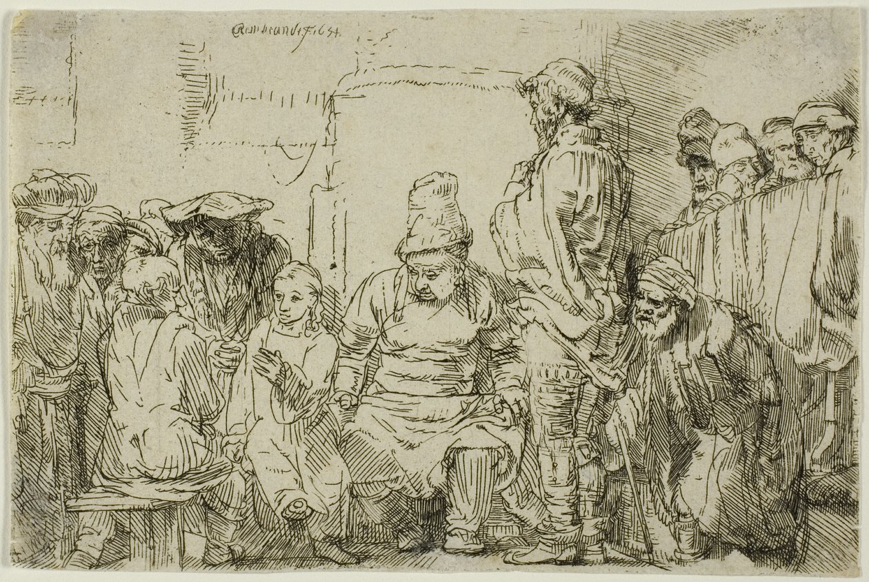 Kristus sitter och disputerar med läkarna av Rembrandt van Rijn