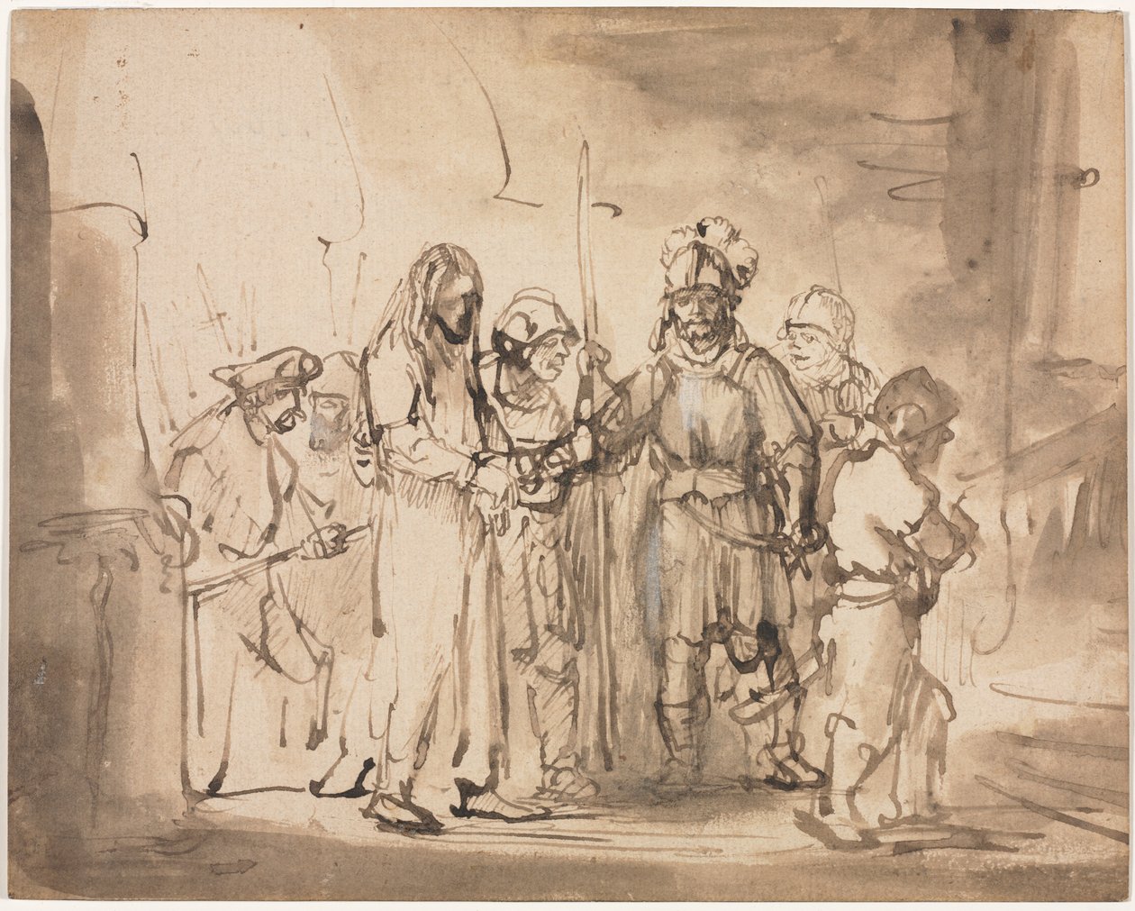 Kristus tagen före Kaifas, ca. 1641-1642. av Rembrandt van Rijn