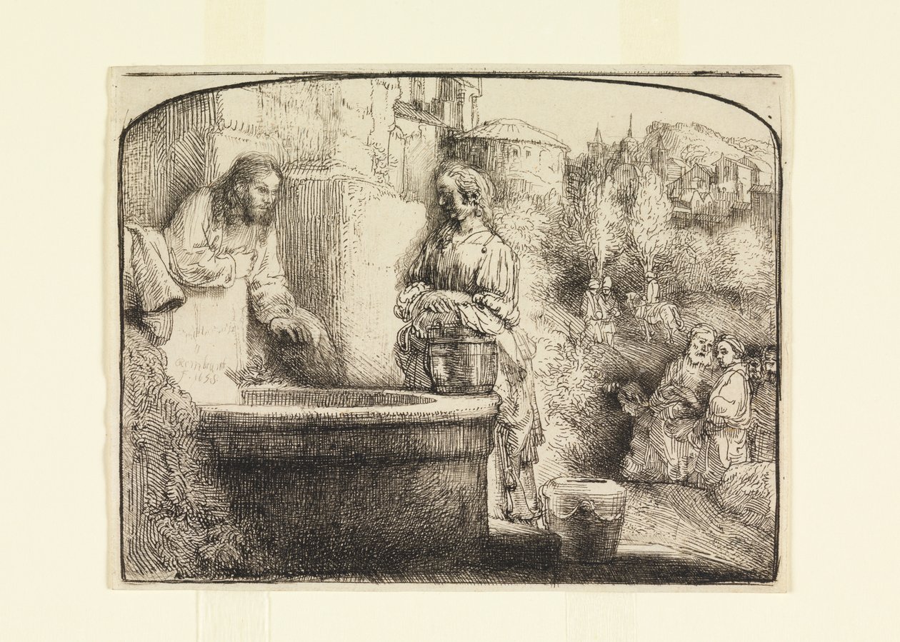 Kristus och Samariens kvinna av Rembrandt van Rijn