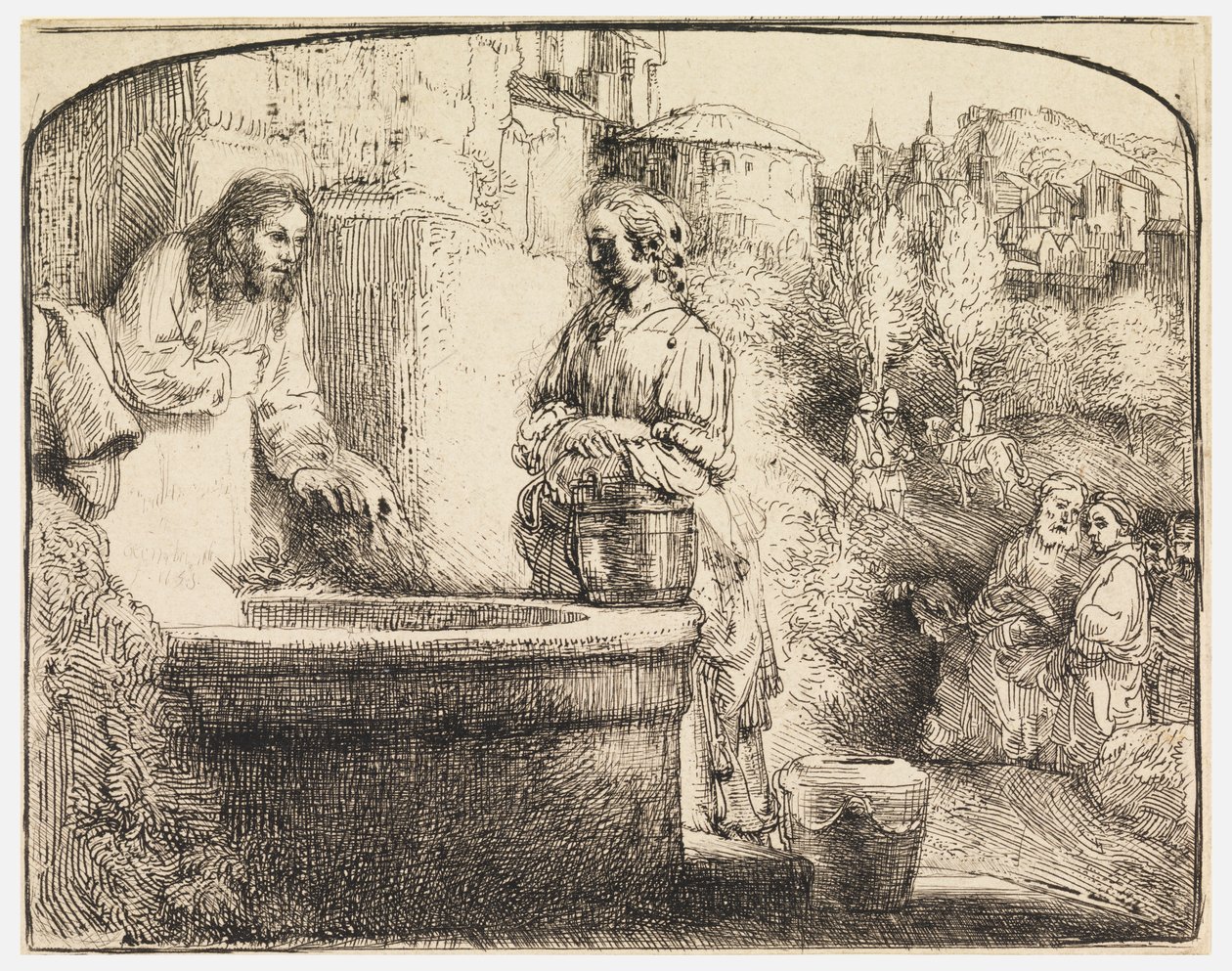 Kristus och Samariens kvinna av Rembrandt van Rijn