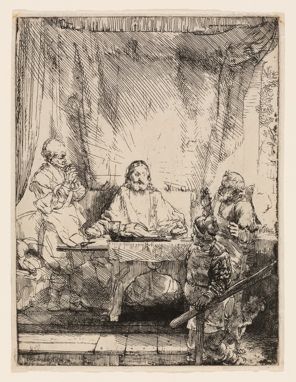 Kristus i Emmaus: Den större tallriken av Rembrandt van Rijn