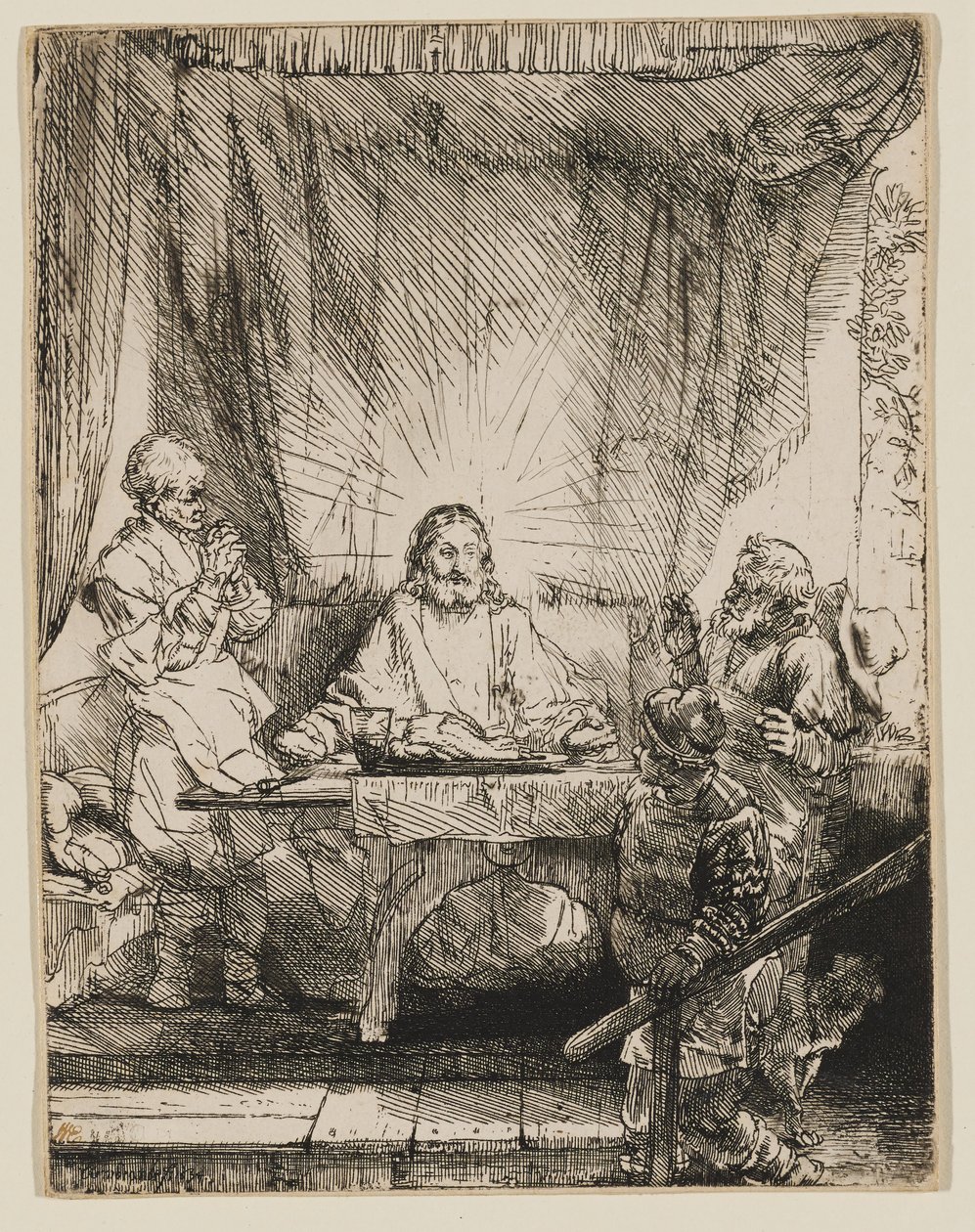 Kristus i Emmaus: Den större tavlan av Rembrandt van Rijn