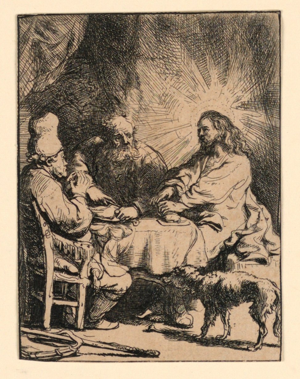 Kristus i Emmaus: Den mindre tallriken av Rembrandt van Rijn