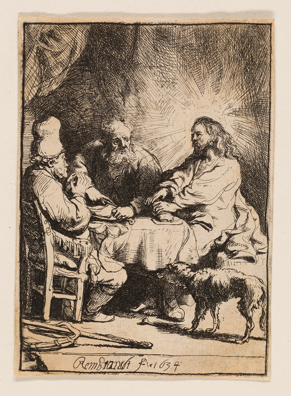 Kristus i Emmaus: Den mindre tallriken av Rembrandt van Rijn