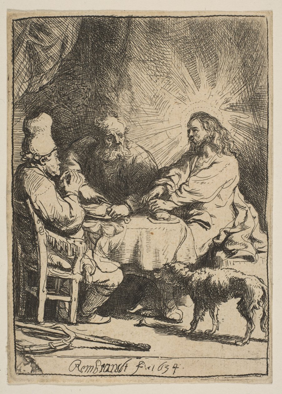 Kristus i Emmaus: The Smaller Plate, 1634. av Rembrandt van Rijn