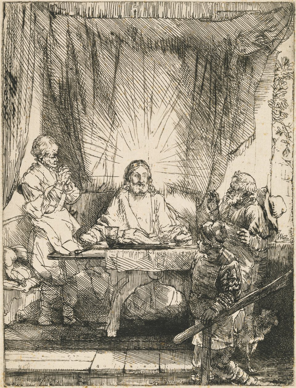 Kristus i Emmaus: den större tallriken av Rembrandt van Rijn