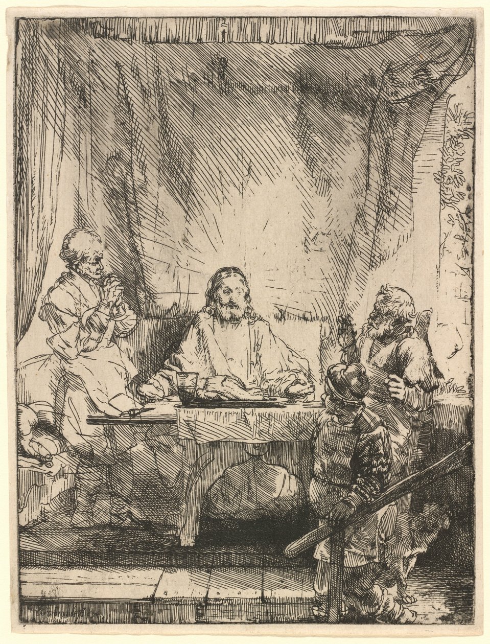 Kristus i Emmaus: den större tavlan av Rembrandt van Rijn