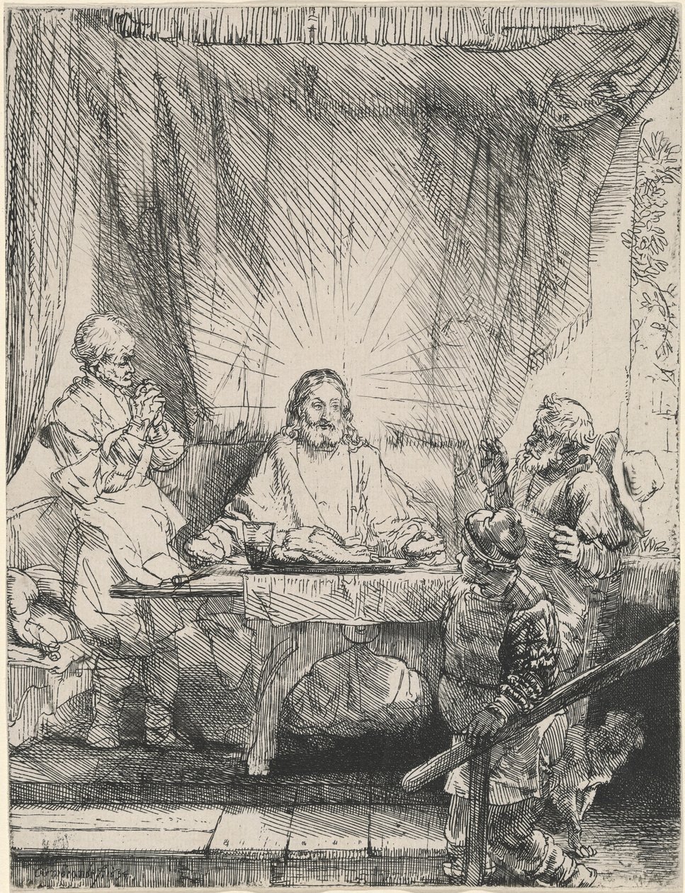 Kristus i Emmaus: den större tavlan av Rembrandt van Rijn