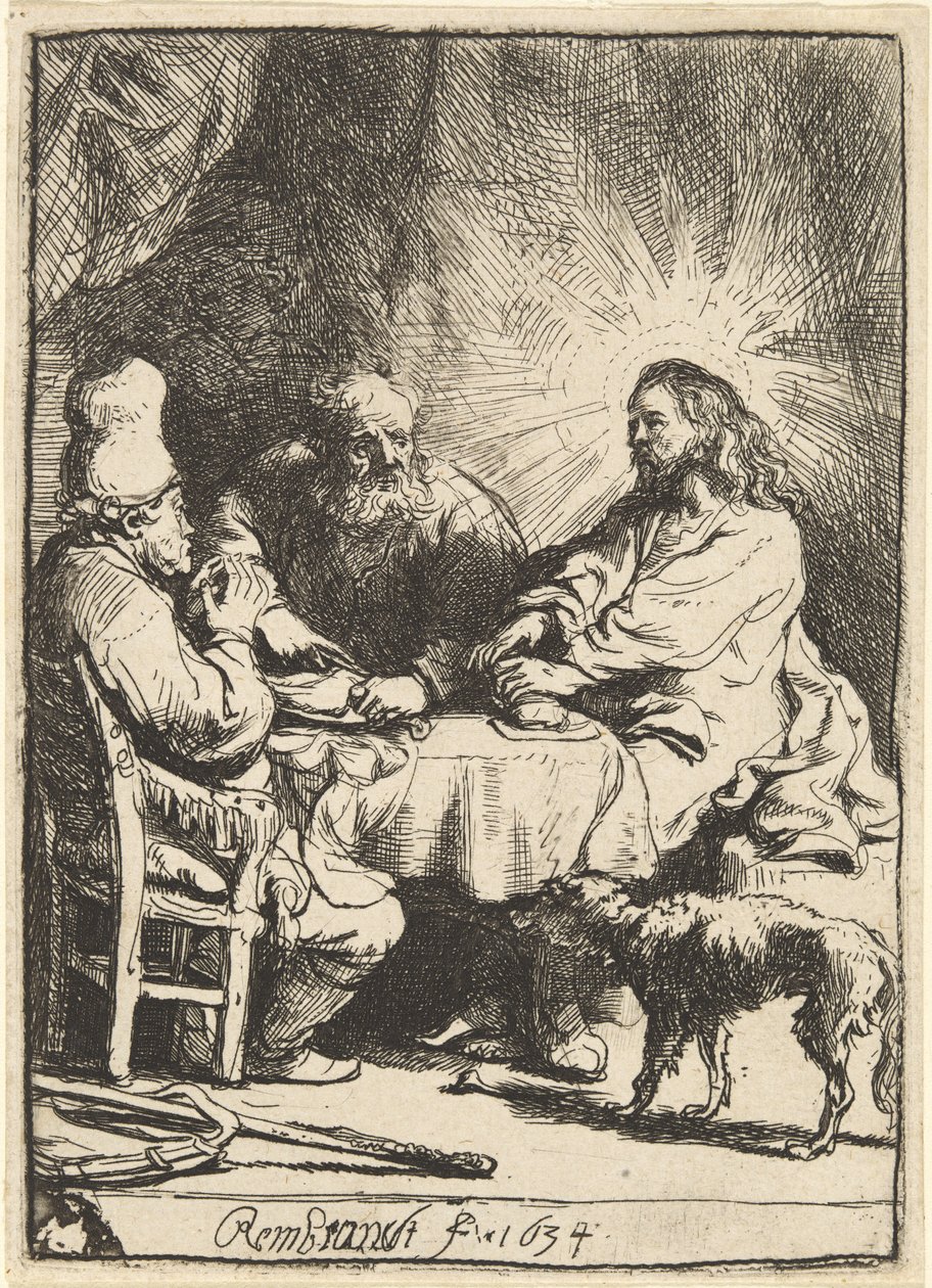 Kristus i Emmaus: den mindre tallriken av Rembrandt van Rijn