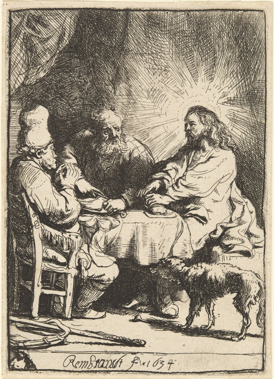 Kristus i Emmaus: den mindre tavlan av Rembrandt van Rijn