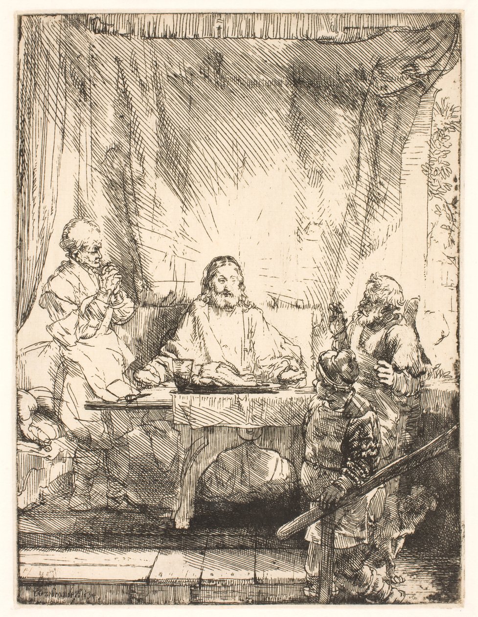 Kristus i Emmaus: den större tallriken av Rembrandt van Rijn