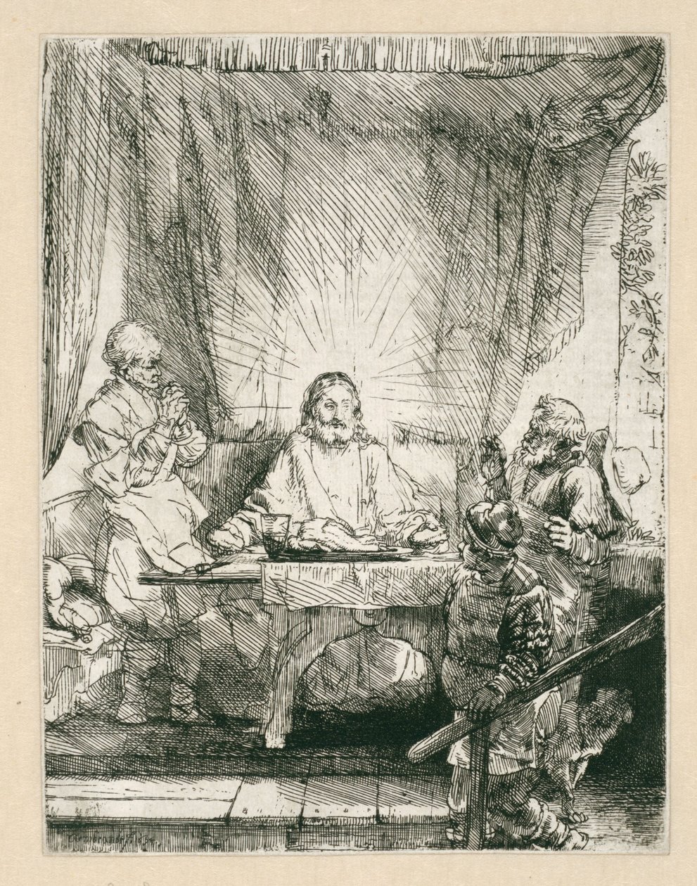 Kristus i Emmaus: den större tallriken av Rembrandt van Rijn