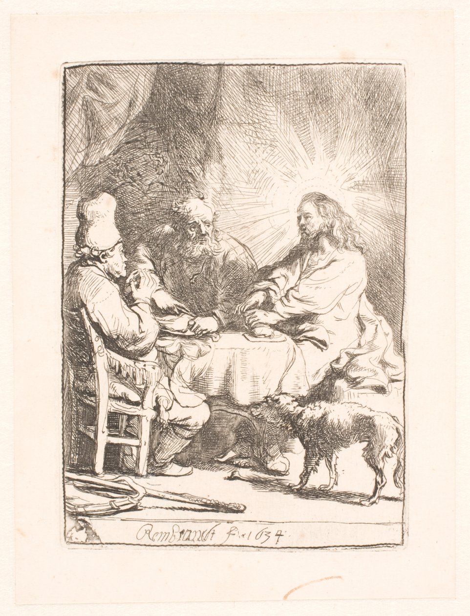 Kristus i Emmaus: den mindre tallriken av Rembrandt van Rijn