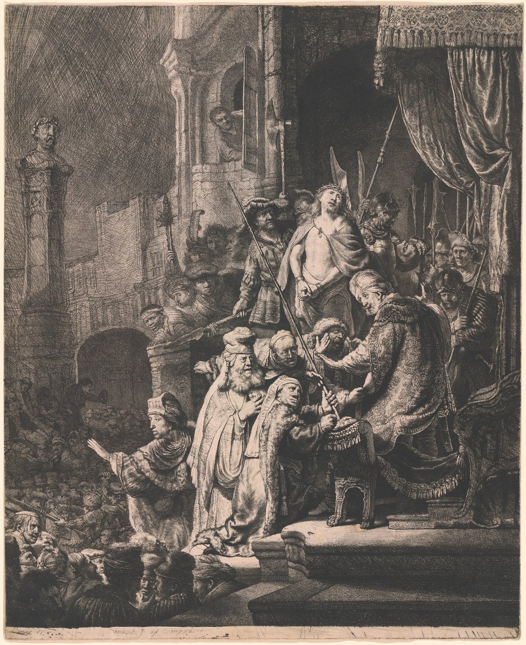Kristus inför Pilatus: Stor tavla av Rembrandt van Rijn