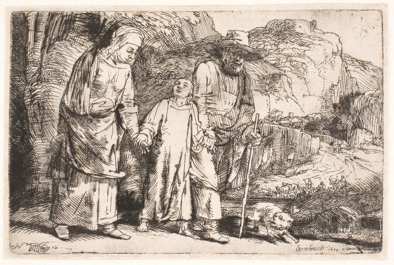 Kristus mellan sina föräldrar, på väg hem från templet av Rembrandt van Rijn