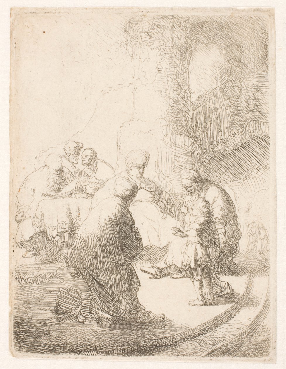 Kristus i diskussion med de skriftlärda: liten tavla av Rembrandt van Rijn