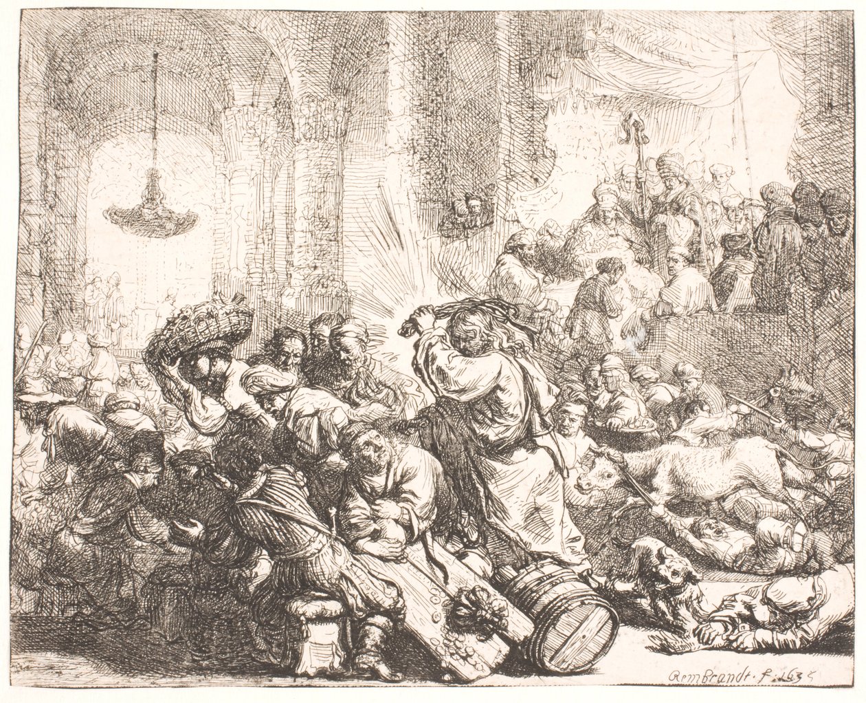 Kristus driver växlarna från templet av Rembrandt van Rijn