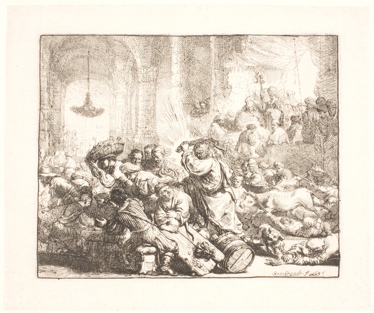 Kristus driver växlarna från templet av Rembrandt van Rijn