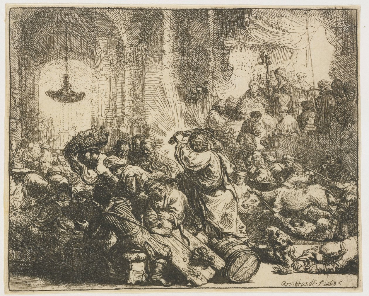 Kristus driver växlarna från templet av Rembrandt van Rijn
