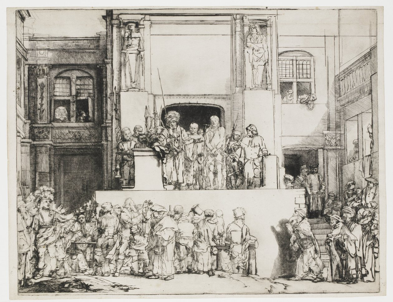 Kristus visas upp för folket: avlång tallrik av Rembrandt van Rijn