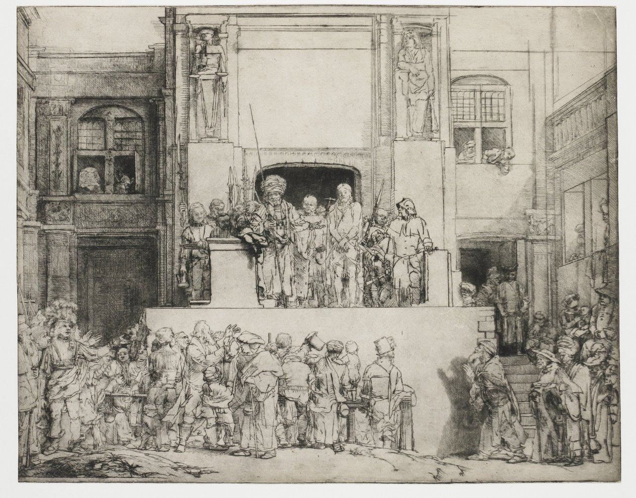 Kristus visas upp för folket: avlång tallrik av Rembrandt van Rijn
