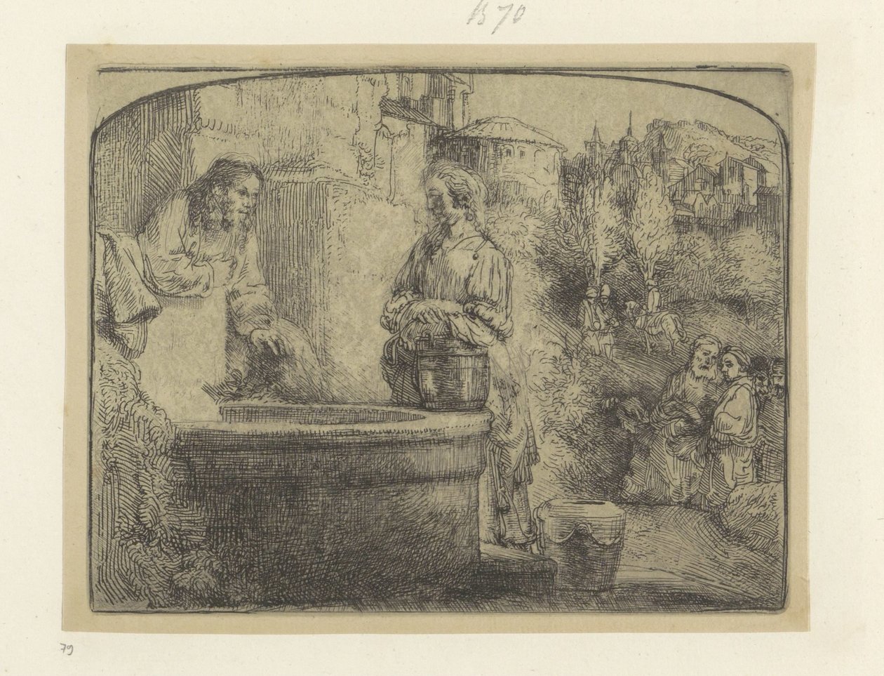 Kristus och den samaritanska kvinnan Recueil de quatre-vingt-cinq estampes originales (serietitel) av Rembrandt van Rijn