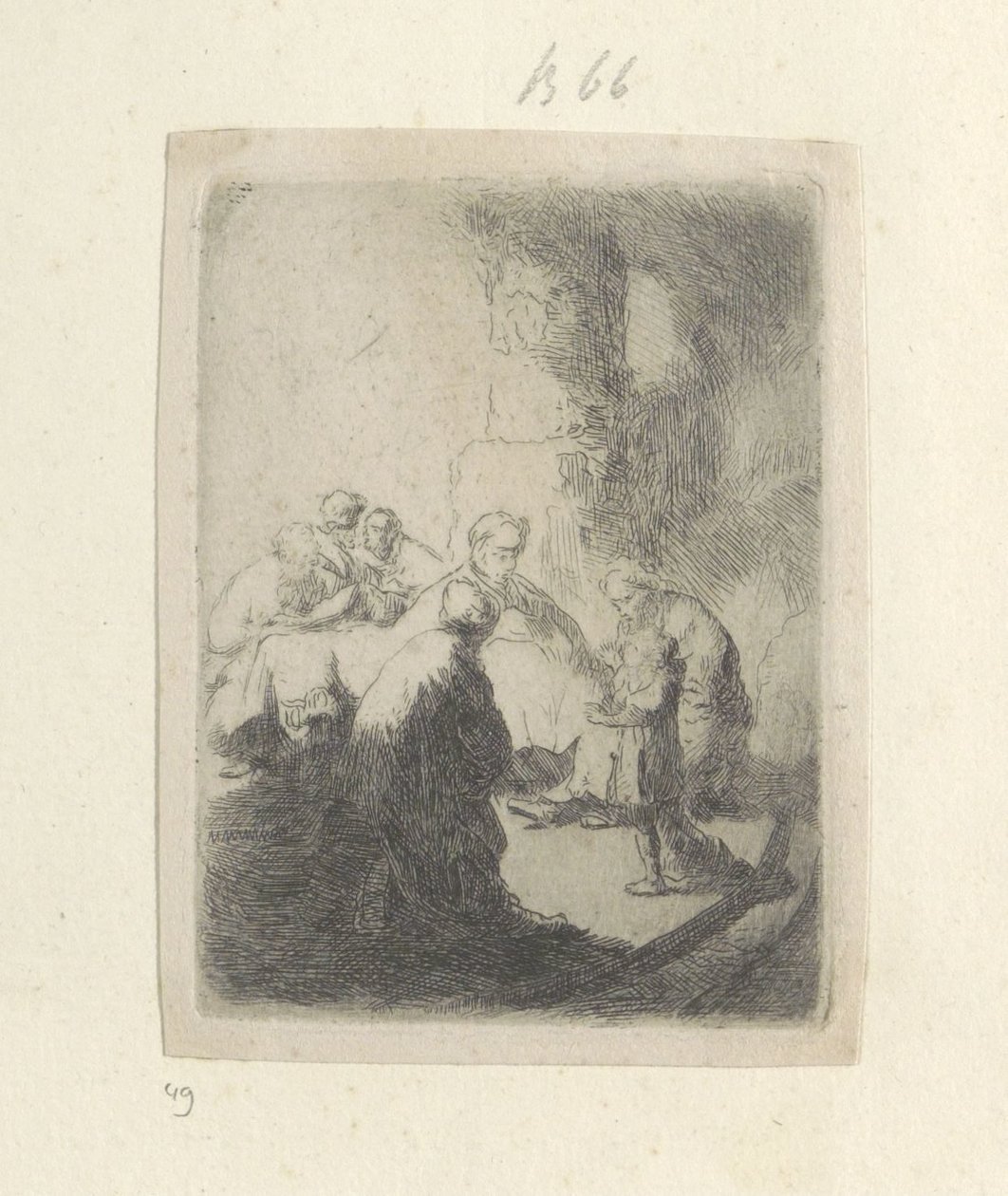 Kristus och de skriftlärda: liten tallrik Recueil de quatre-vingt-cinq estampes originales (serietitel) av Rembrandt van Rijn