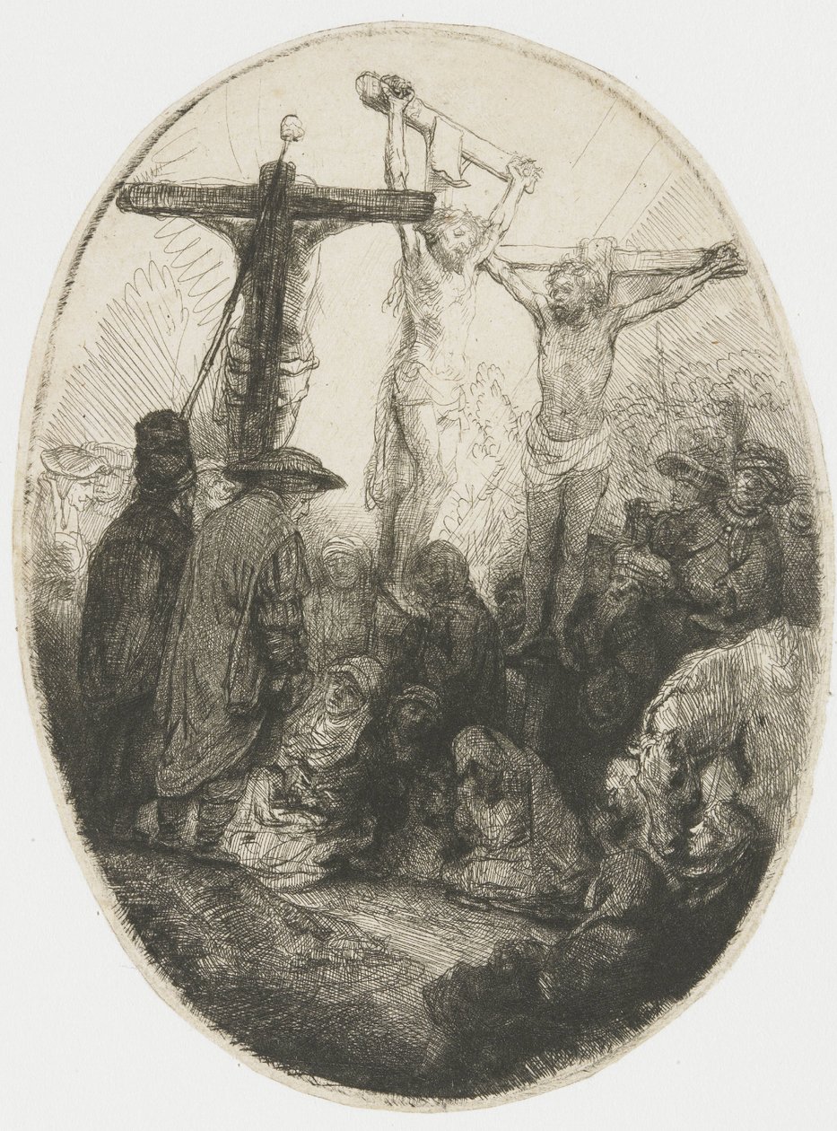 Kristus korsfäst mellan de två mördarna av Rembrandt van Rijn