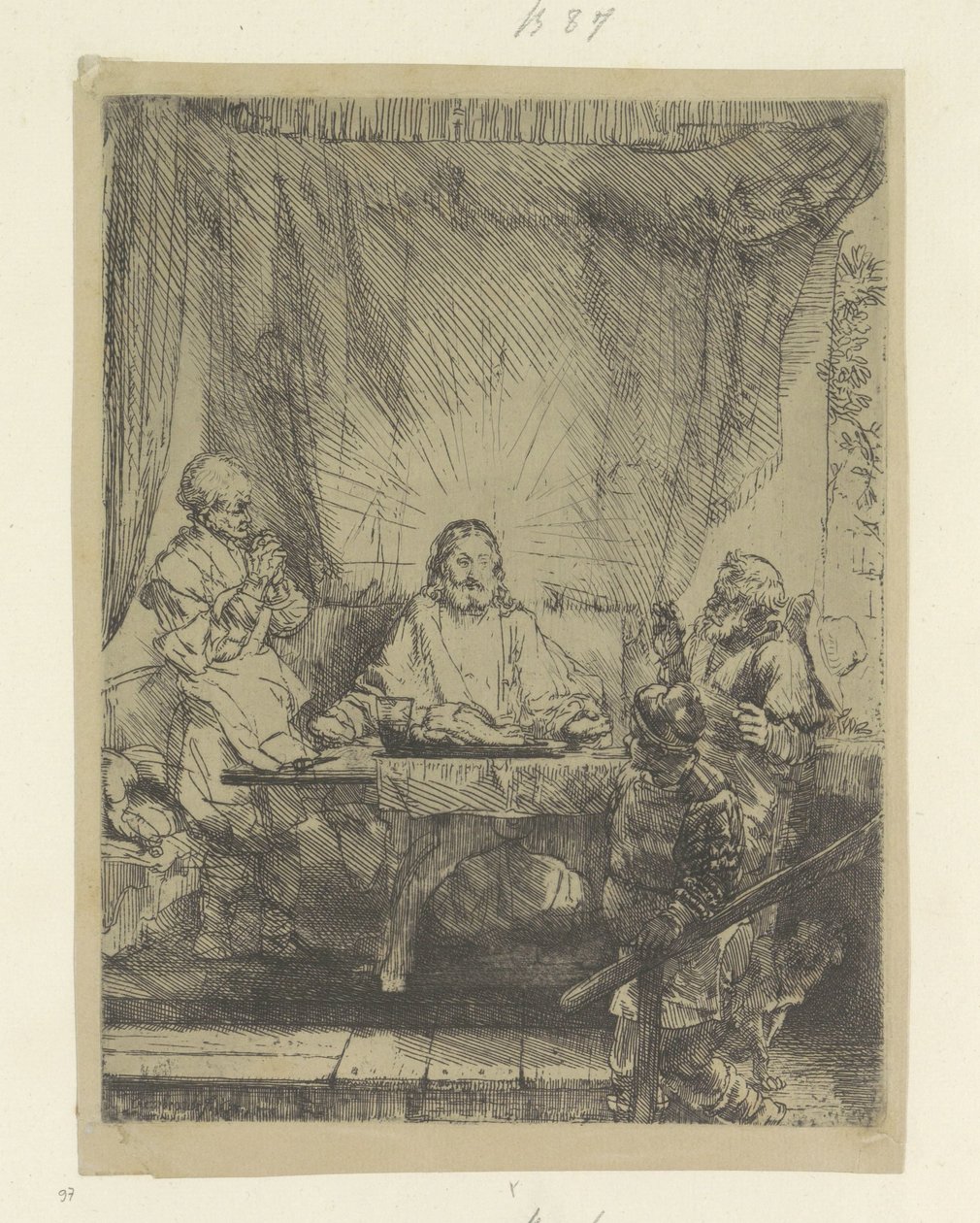 Christus te Emmaus: grote plaat Samling av åttiofem originaltryck (serietitel) av Rembrandt van Rijn