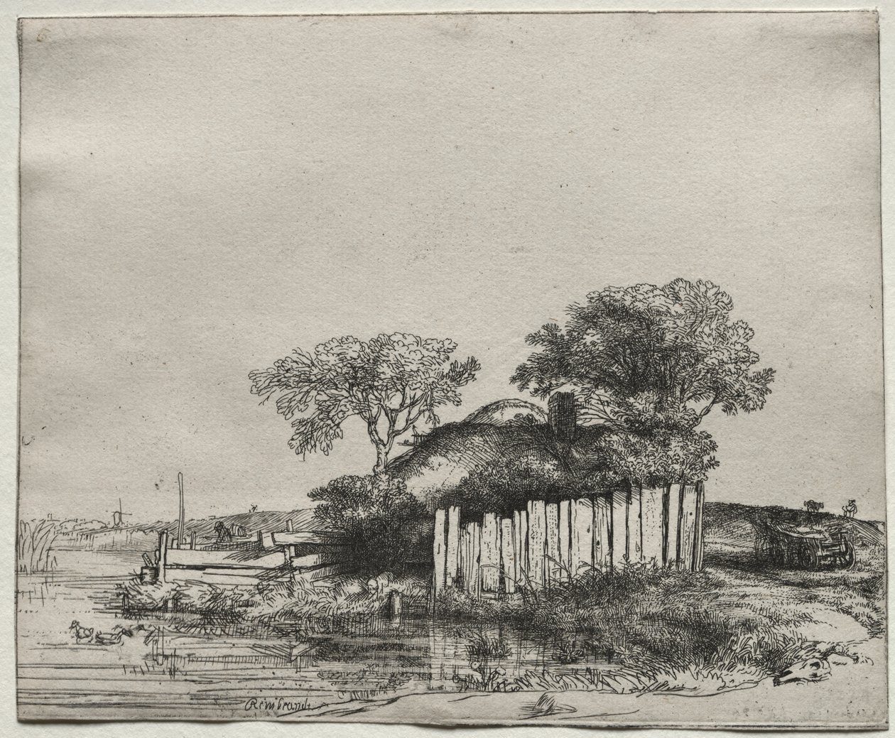 Stuga med vit blekning av Rembrandt van Rijn