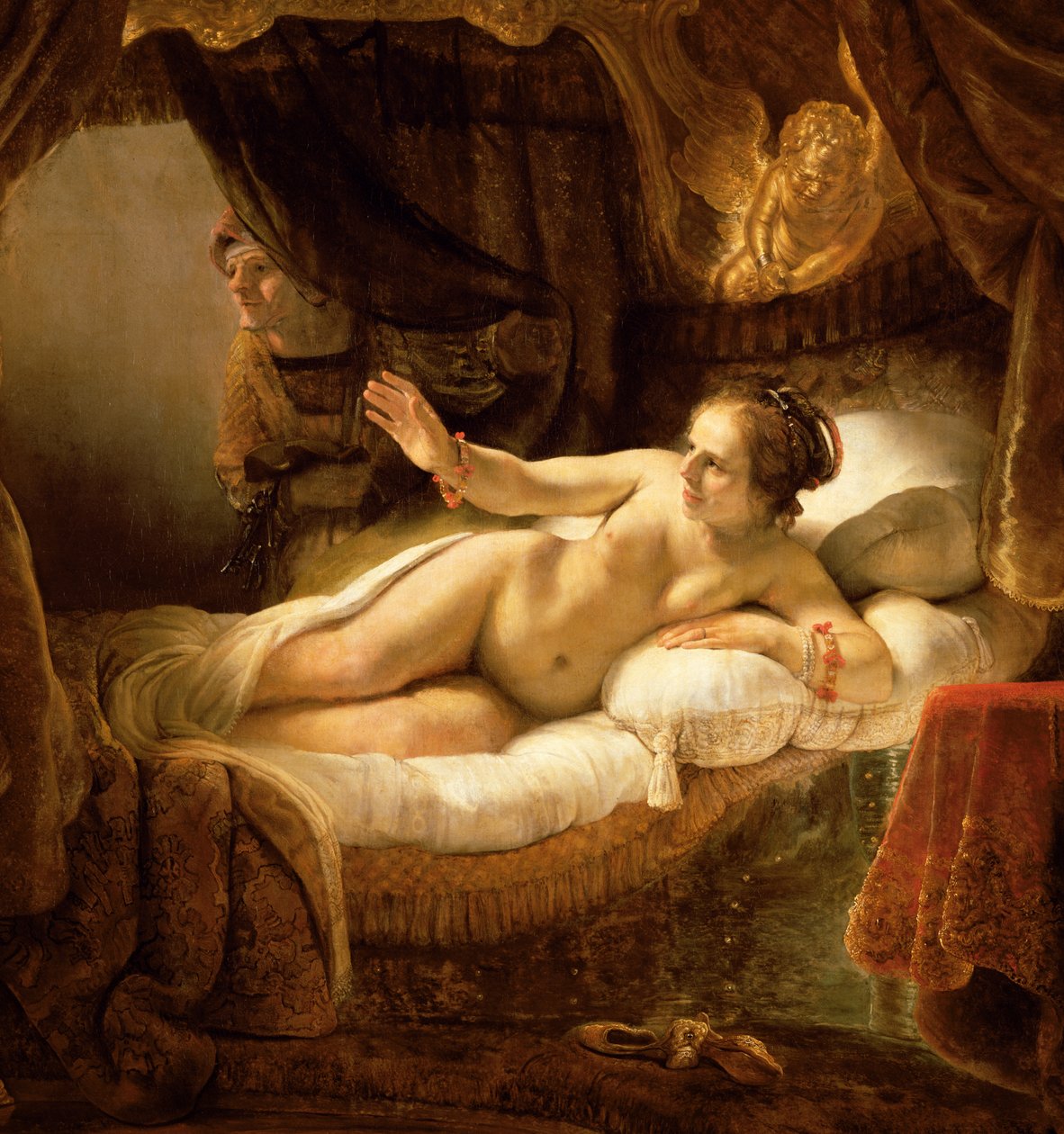 Danae, 1643 olja på duk detalj av 47569 av Rembrandt van Rijn