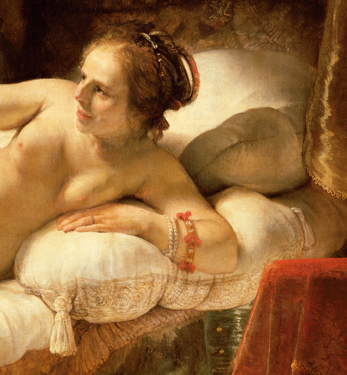 Danae, 1643 olja på duk detalj av 47569 av Rembrandt van Rijn