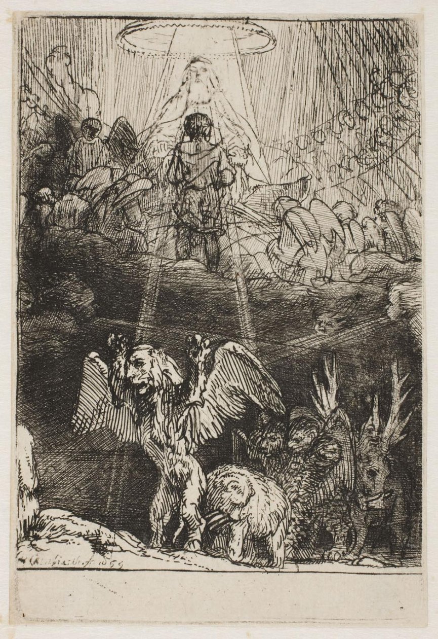 Daniels syn om de fyra vilddjuren av Rembrandt van Rijn