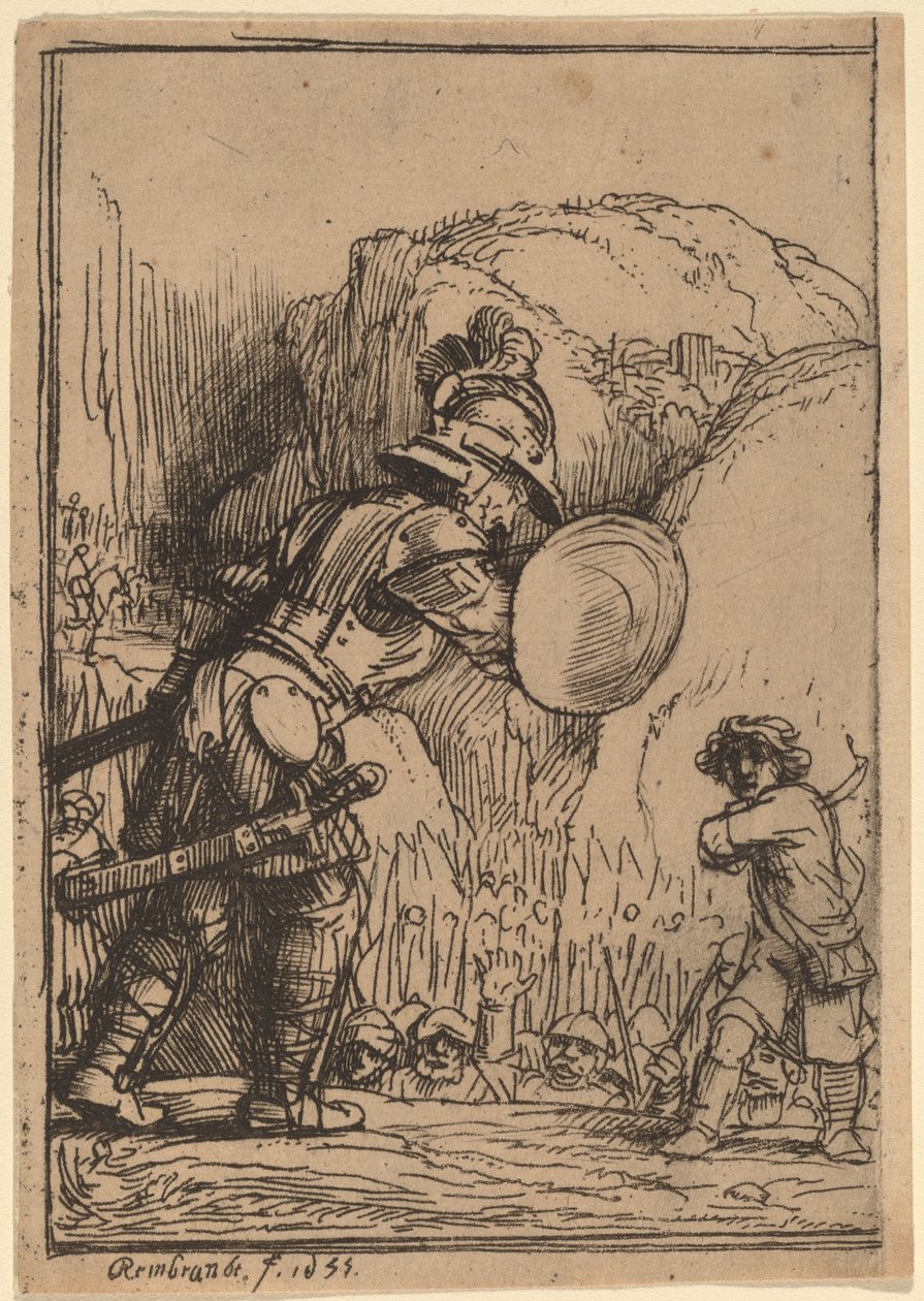 David och Goliat av Rembrandt van Rijn